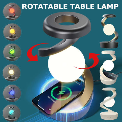 Floating and Spinning in Air with LED Moon Lamp 3D Levitating Ball Lamp RGB with Wireless Phone Charger Floating Moon Table Lamp